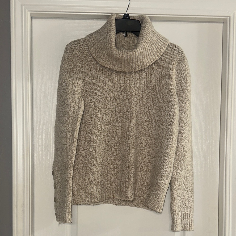 Banana Republic Heritage Wool Taupe Cowl Neck Sweater - Picture 2 of 10